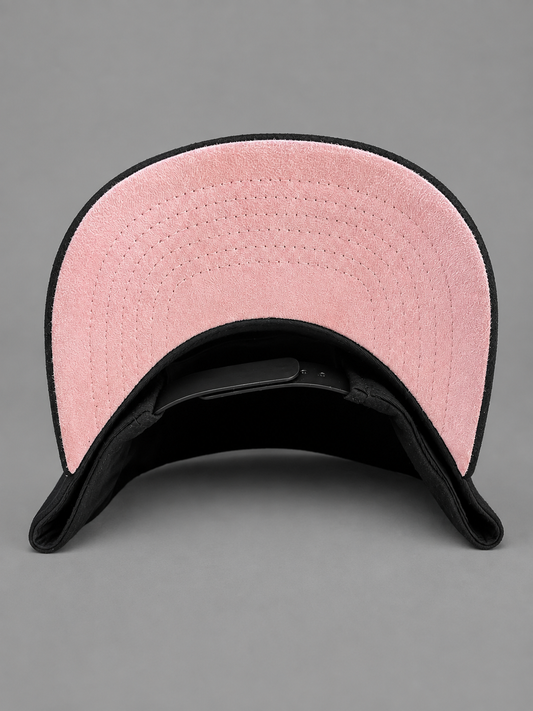 Black Suede Pink Logo Snapback