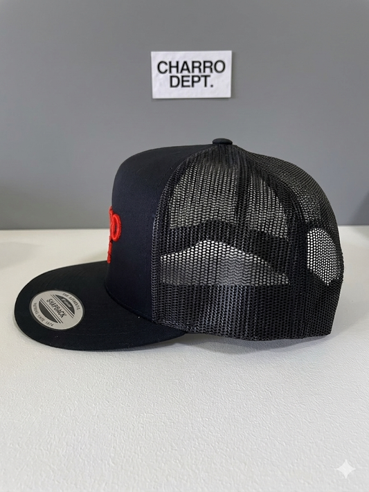 Black Red Logo Trucker Snapback