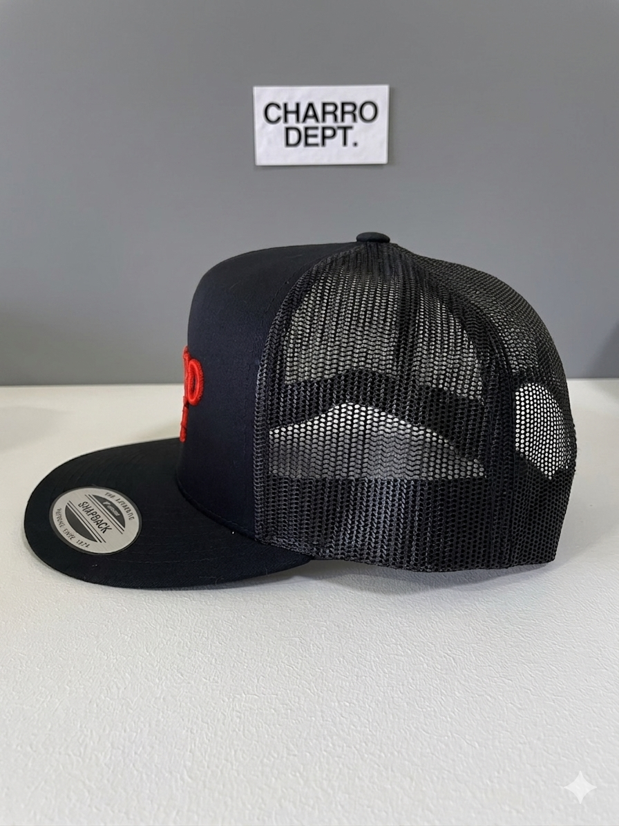 Black Red Logo Trucker Snapback